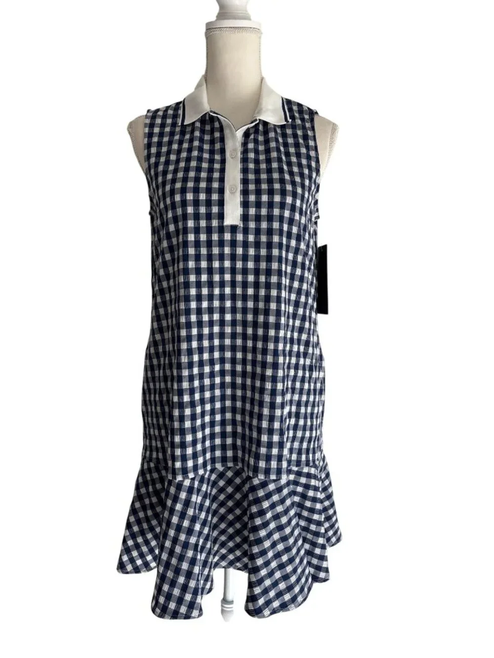 Tuckernuck Tnuck Sport Sleeveless Performance Seersucker May Golf Dress in Navy - Picture 5 of 13